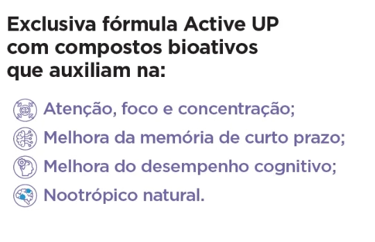 Active UP, Auxilio na Saúde Cognitiva, Concentração e Metabolismo, 60 Cápsulas, Endogen