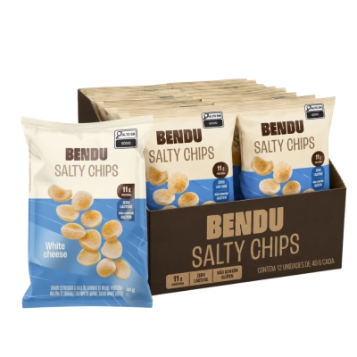 Salty Chips, 11g de Proteína, Zero Lactose, Zero Glúten, Kit com 3 Unidades, Sabores, Bendu