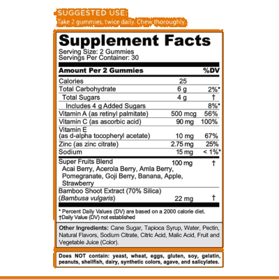 Immune Gummies Com Vitamina C, D e zinco, 60 Gomas - Golí Nutrition