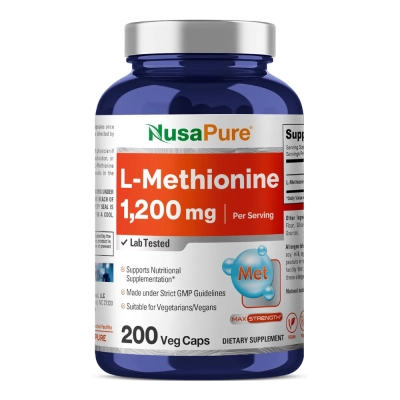 L-Methionine 1200mg, 200 Cápsulas Veganas, NusaPure