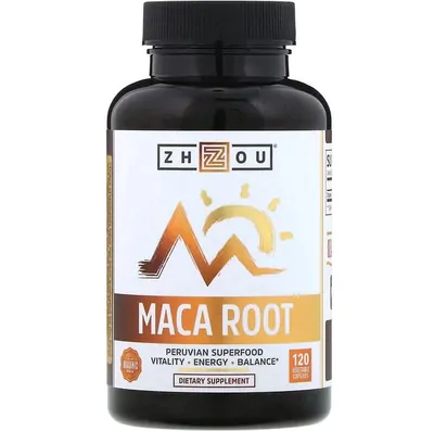 Raiz de Maca Orgânica (Maca Root), 120 Cápsulas, Zhou Nutrition