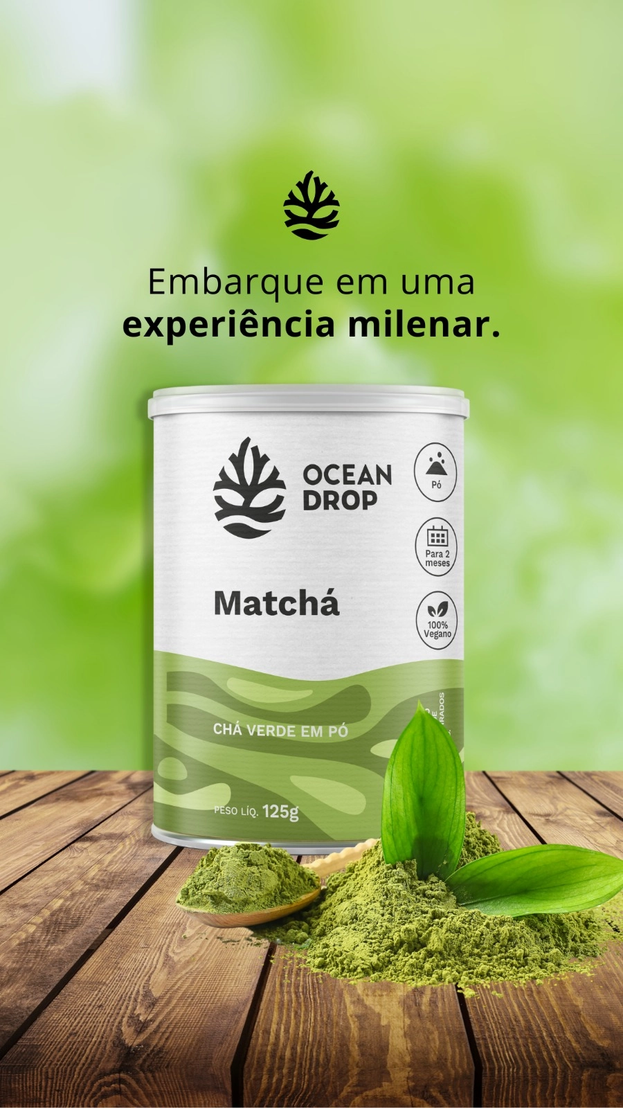 Matchá em Pó, 125g, Ocean Drop