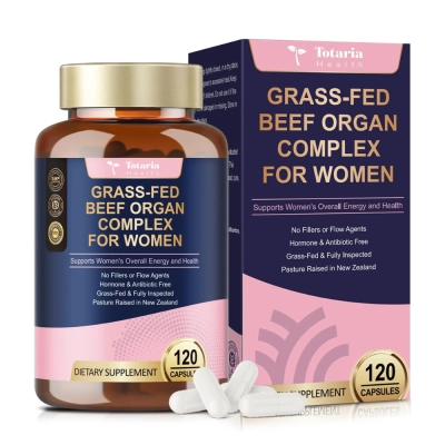 Grass-Fed Beef Organ Complex, Equilíbrio Hormonal Para Mulheres, 120 Cápsulas, Totaria Health