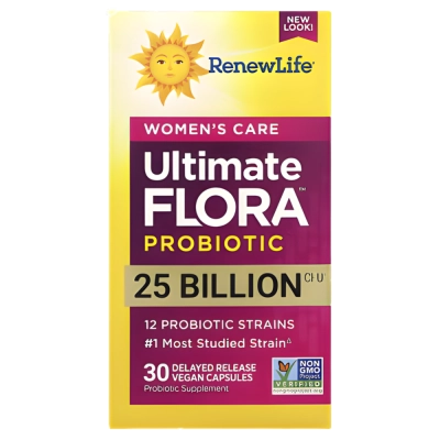 Probiótico Ultimate Flora, 25 Bilhões de UFCs, Women's Care, 30 Cápsulas, Renew Life
