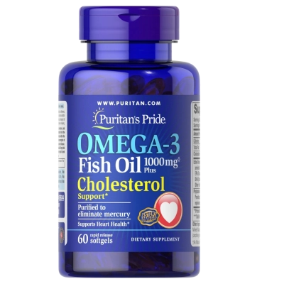 Ômega-3 Fish Oil Plus 1000mg, Suporte ao Colesterol e Saúde Cardiovascular, 60 Softgels, Puritan’s Pride