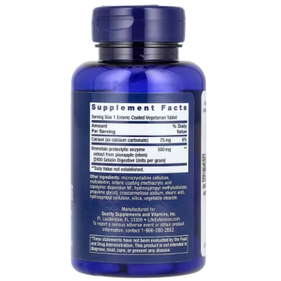 Specially Coated Bromelain,  Bromelaína com Revestimento 500mg, 60 Comprimidos, Life Extension