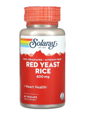 Arroz de Levedura Vermelha, Red Yeast Rice, 600mg, 45 Cápsulas, Solaray