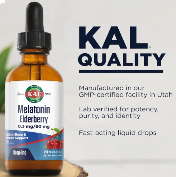 Melatonina 0.3mg com Cherry Elderberry 50mg, 59ml, Kal