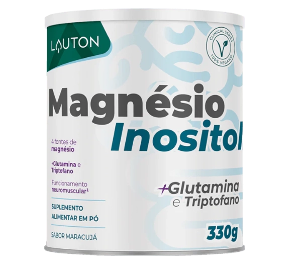Magnésio Inositol com Glutamina e Triptofano, 330g, Sabor Maracujá, Lauton Nutrition