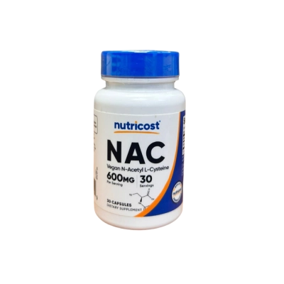 NAC, Vegan N-Acetyl L-Cysteine, 30 Cápsulas, Nutricost