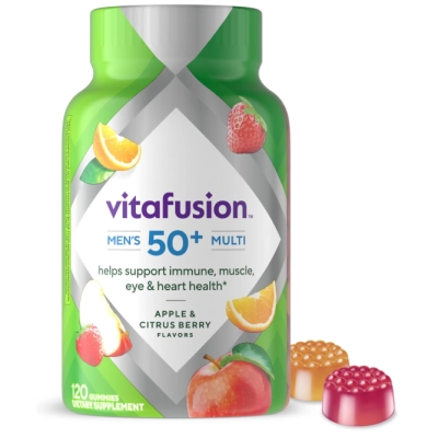 Men's 50+ Daily Multivitamin, Multivitamínico Diário Masculino 50+, 120 Gomas Sabor Maçã e Frutas cítricas, Vitafusion