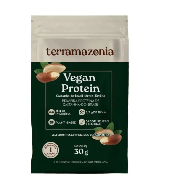 Vegan Protein, Castanha Do Brasil, Caixa 10 Sachês, Terramazonia
