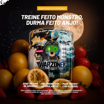 Warzone Night Battle, Sabor Passion &amp; Fury, Energia Extrema, Pump e Foco Total, 360g, Under Labz