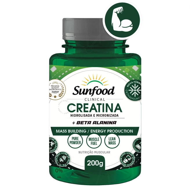 Creatina Hidrolisada e Micronizada + Beta Alanina, 200g, Sunfood