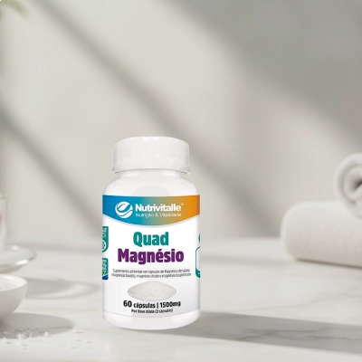 Quad Magnésio, (Dimalato, Taurato , Citrato, Bisglicinato) 1500mg,  60 Cápsulas, Nutrivitalle