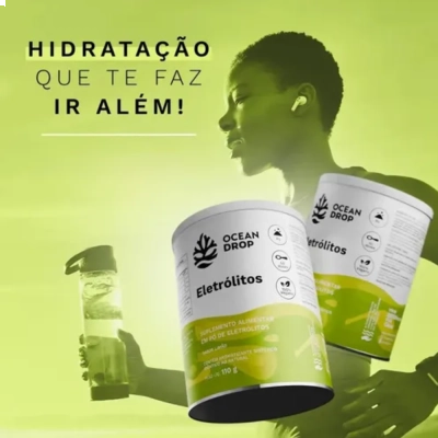 Eletólitos, Sabor Limão, 180g, 60 Doses, Ocean Drop
