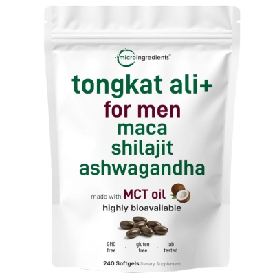Tongkat Ali+ para Homens com Maca, Shilajit e Ashwagandha, 240 Cápsulas, Micro Ingredients