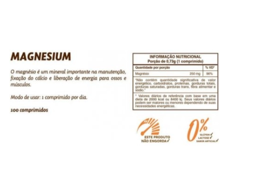 Magnésio, 250mg, 100 comprimidos, Sundown