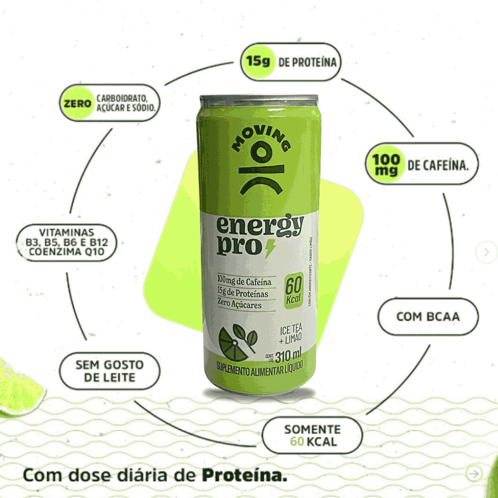 Suplemento Energy Pro 310ml, Bebida Energética com Proteína e Aminoácidos Moving