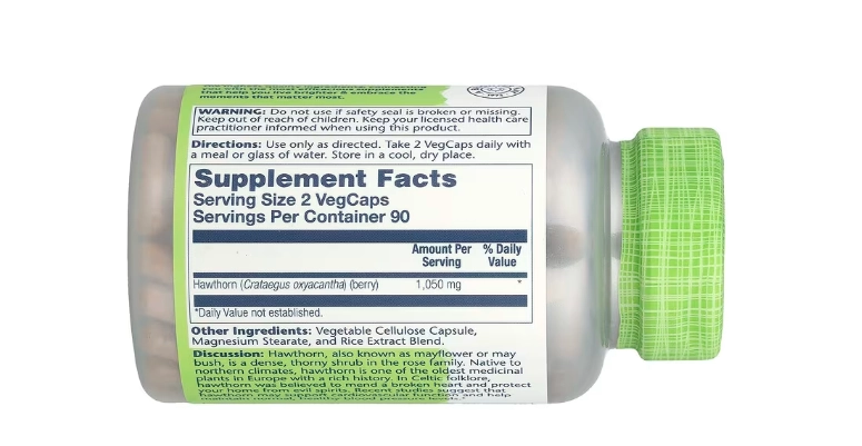 True Herbs Hawthorn, Espinheiro 1050mg, Solaray