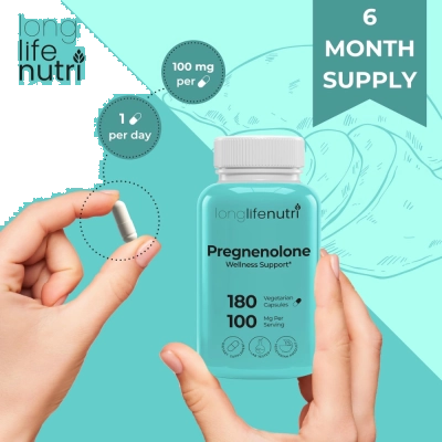 Pregnenolone 100 mg, 180 cápsulas, Long Lifenutri