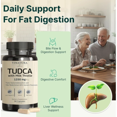 TUDCA  1250mg, Suporte Hepático, 90 Cápsulas, Vinatura