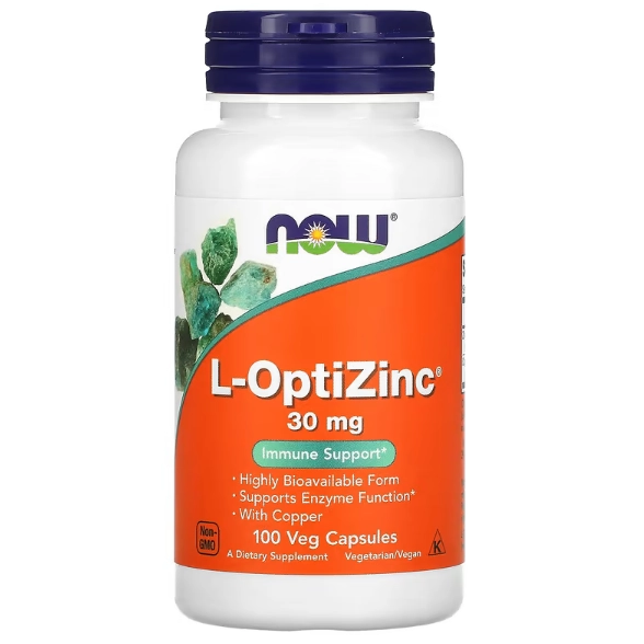 L-OptiZinc, 30mg, 100 Cápsulas, Now
