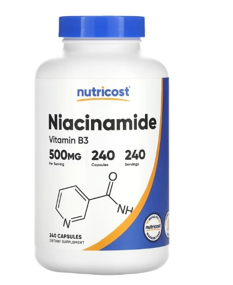 Niacinamida, 500mg, 240 Capsules, Nutricost