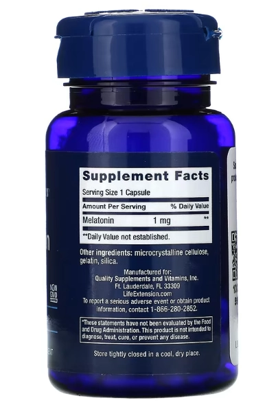 Melatonina, 1mg, 60 cápsulas, Life Extension