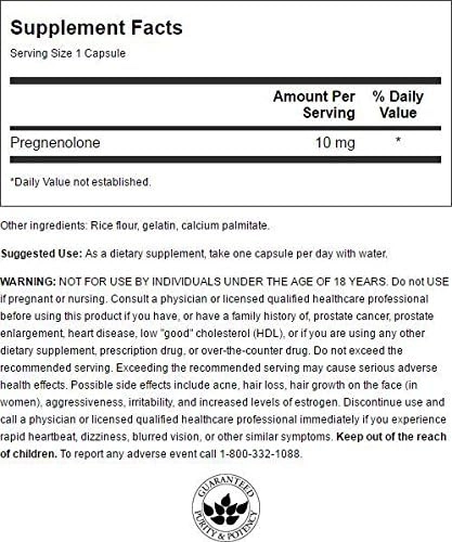 Pregnenolona, 10mg, 90 cápsulas, Swanson