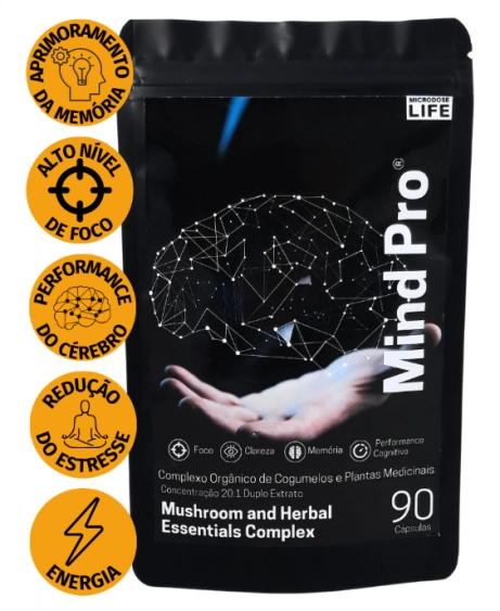 Mind Pro, Biohacker Auxilio ao Foco Concentração e Equilíbrio Emocional, 90 Cápsulas, Microdose Life