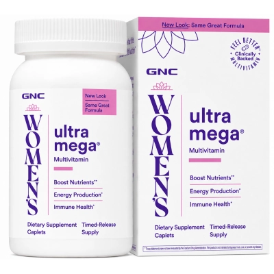 Multivitamínico Ultra Mega, Nova Versão, Auxilia o Sistema Imunológico, Cérebro, Cabelo, Pele e Unhas, Cápsulas, GNC
