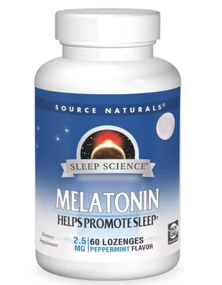 Melatonina 2.5mg, 60 Pastilhas sublingual, Sabor Peppermint, Source Naturals