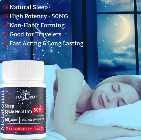 Melatonina 50mg, 60 Comprimidos Mastigáveis Sabor Morango, Fogoro