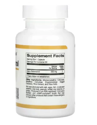 Trans Resveratrol, 200mg, 60 cápsulas, California Gold Nutrition