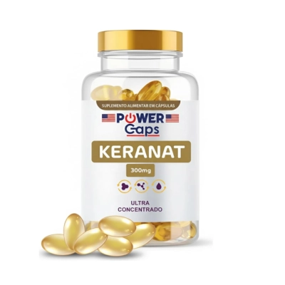 Keranat Suplemento para Crescimento Capilar, 300mg, 60 Cápsulas, Power Caps