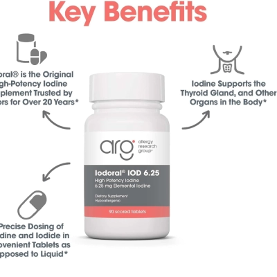 Optimox Iodoral, 6.25mg, 90 Tablets, ARG