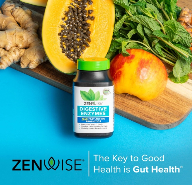 Digestive Enzymes, Enzimas Digestivas para Saúde Intestinal, 180 Cápsulas, Zenwise