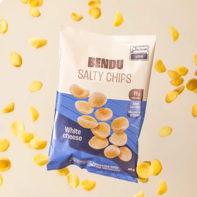 Salty Chips, 11g de Proteína, Zero Lactose, Zero Glúten, Kit com 3 Unidades, Sabores, Bendu