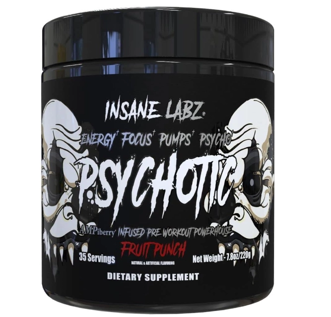 Pré Treino Psychotic Black, Sabor Fruit Punch, 220g, Insane Labz