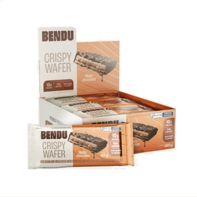 Crispy Wafer, 10g de Proteína,  Sem Açúcar, Kit com 3 Unidades, Sabores, Bendu