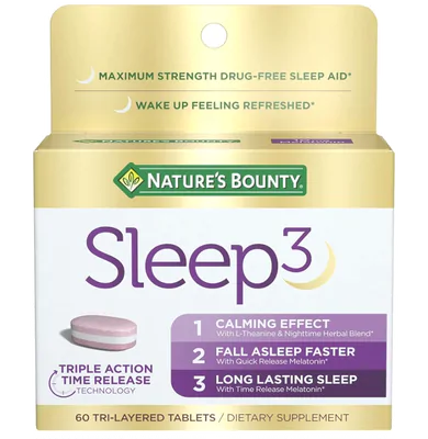 Melatonina 10mg Sleep3, Três Camadas, 60 Tablets, Nature's Bounty