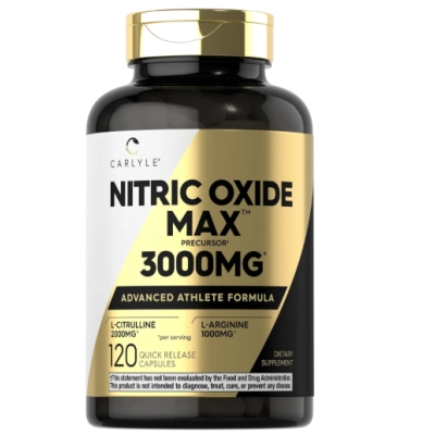 Nitric Oxide Max, Óxido Nítrico 3000mg com L-Arginina &amp; L-Citrulina, 120 Cápsulas, Carlyle 