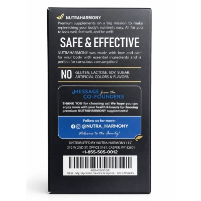 Glicinato de Magnésio, 1500mg para Sono e Relaxamento, 120 Cápsulas – Nutraharmony