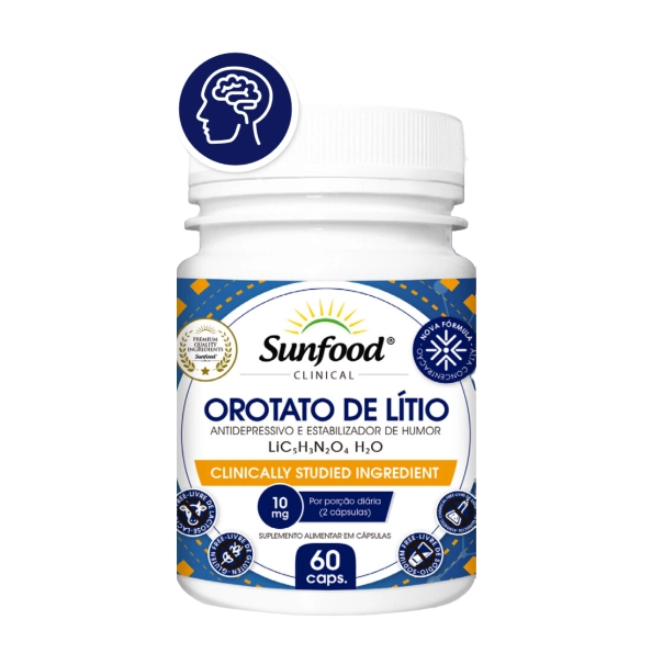 Orotato de Lithium, 10mg, 60 Cápsulas, Sunfood