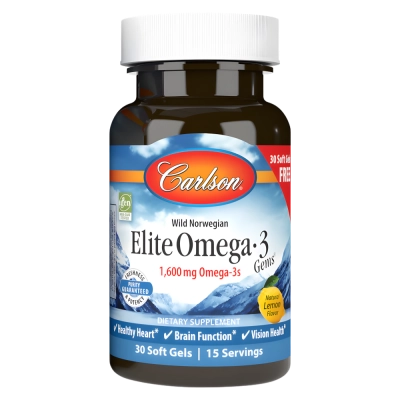 Elite Omega-3 Gems, 1.600 mg, 30 Cápsulas Softgel, Carlson