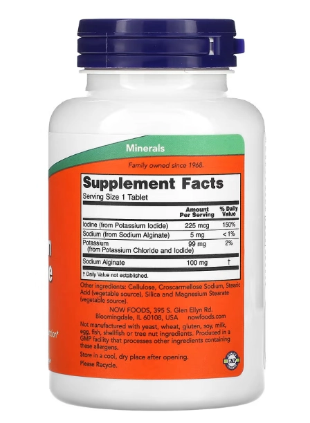 Potassium Plus Iodine, 180 Tablets, Now