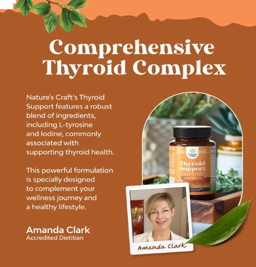 Thyroid Support, Suporte à Tireoide e Equilíbrio Hormonal, 60 Cápsulas, Natures Craft