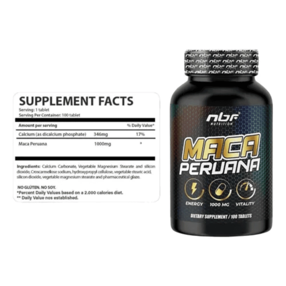 Suplemento Maca Peruana 1000mg, 100 Tabletes - Nbf Nutrition 