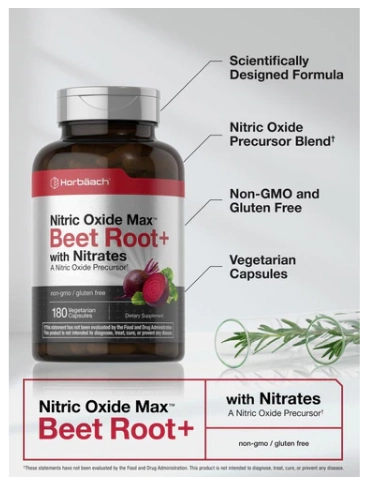 Óxido Nítrico Max com Raiz de Beterraba, Beet Root, 180 Cápsulas, Horbaach